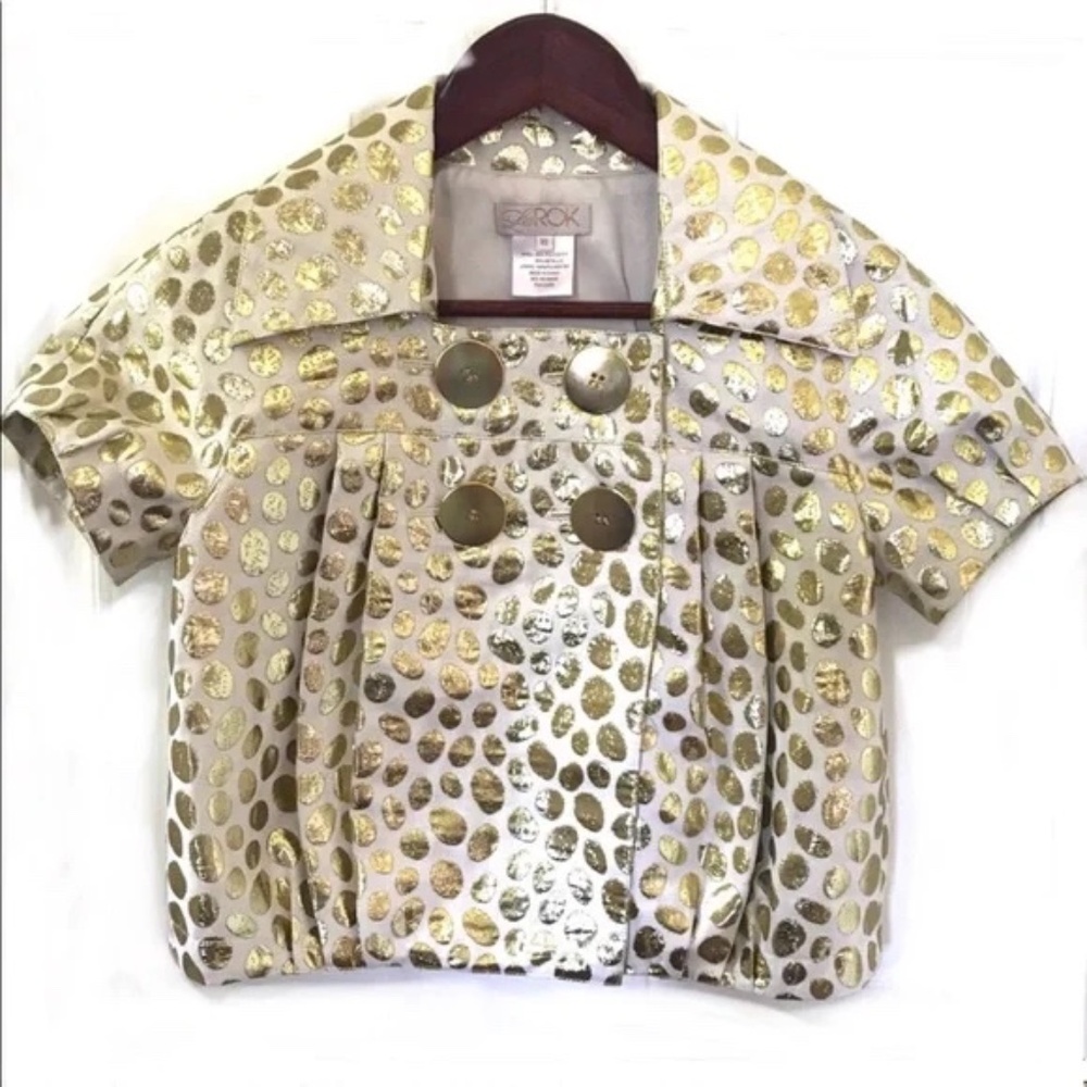 LaRok gold metallic cropped cocktail jacket